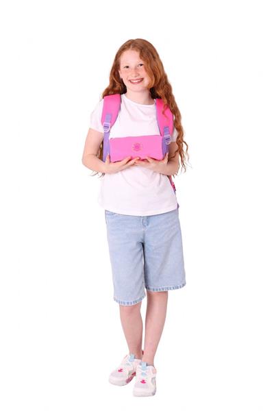 Kauko Holiday Kız Çocuk Rozetli Okul Çantası ve Kalemlik Seti - Pembe - Altı Bölmeli