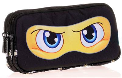 Kids&Love Üç Bölmeli Erkek Çocuk Kalem Çantası - Siyah Sarı Ninja Kalemlik