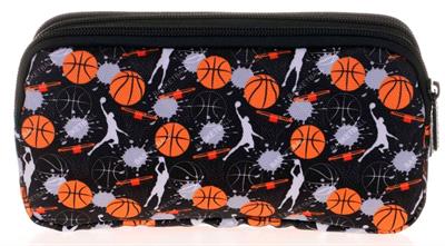 Kids&Love Üç Bölmeli Erkek Çocuk Kalem Çantası - Siyah Turuncu Basketbol Kalemlik