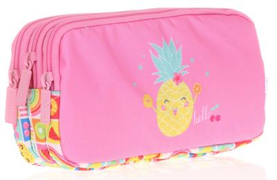 Kids&Love Üç Bölmeli Kız Çocuk Kalem Çantası - Pembe Ananas