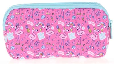 Kids&Love Üç Bölmeli Kız Çocuk Kalem Çantası - Turkuaz Pembe Flamingo