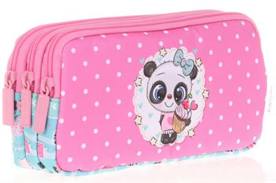 Kids&Love Üç Bölmeli Kız Çocuk Kalem Çantası - Pembe Panda