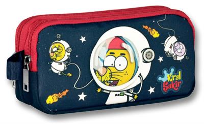 Kral Şakir İki Bölmeli Kırmızı-Lacivert Astronot Kalem Çantası - Erkek