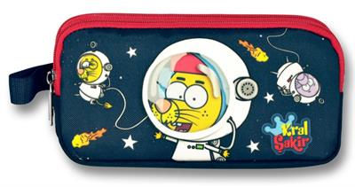 Kral Şakir İki Bölmeli Kırmızı-Lacivert Astronot Kalem Çantası - Erkek