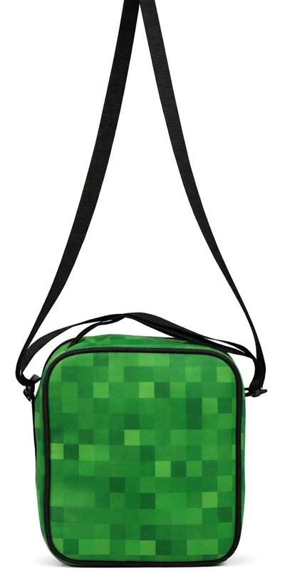 Minecraft İki Bölmeli Erkek Çocuk Okul Beslenme Çantası (Minecraft Kabartmalı - Siyah - Yeşil) - 26611