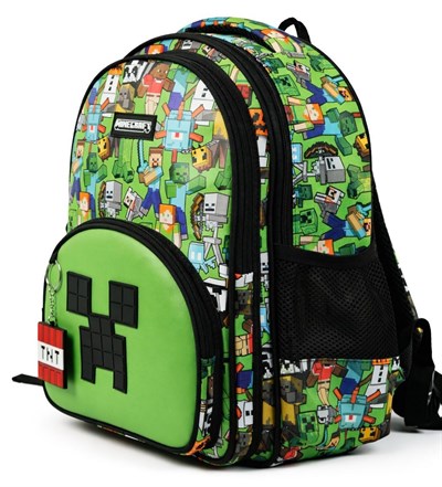 Minecraft Üç Bölmeli Erkek Çocuk Minecraft Yazılı Yeşil - Siyah Okul Sırt Çantası - 26600