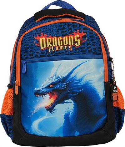 Pippa Erkek Çocuk ÜÇ Gözlü Lacivert Turuncu İlkokul Üçlü Okul Çanta Seti - Dragon/Ejderha - PPSET5280