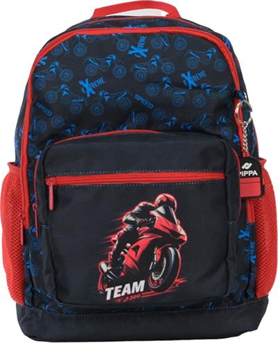 Pippa Erkek Çocuk Üç Gözlü Siyah/Kırmızı İlkokul Üçlü Okul Çanta Seti - Motosiklet - PPSET5300