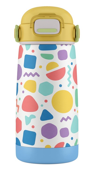 Puccon 420 ml Sarı Mavi Erkek Çocuk Geometrik Desenler Çelik Matara Suluk - 60002