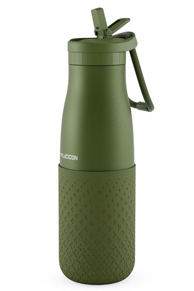 Puccon 500 ml Pipetli Haki Çelik Matara/Termos - Silikon Gövdeli (Plus) - 50012