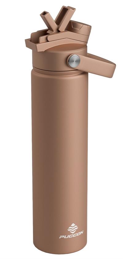 Puccon 750 ml Kahverengi Paslanmaz Çelik Termos/Matara/Suluk