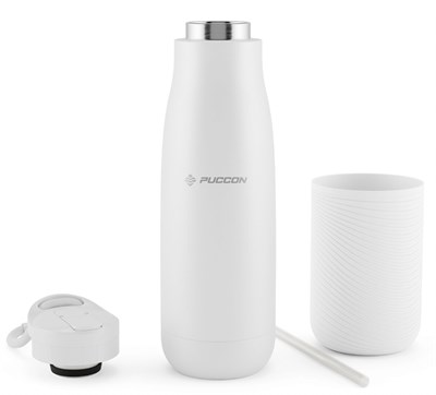 Puccon Beyaz 500 ml Paslanmaz Çelik Termos - Silikon Kaplı (Dalga) Okul, Günlük, Kamp - 50018
