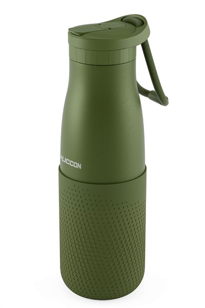 Puccon Haki 500 ml Çelik Okul Matarası - Silikon Gövdeli (Nokta) Çelik Termos -  50027
