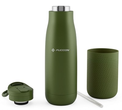 Puccon Haki 500 ml Çelik Okul Matarası - Silikon Gövdeli (Nokta) Çelik Termos -  50027