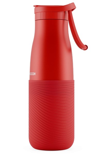 Puccon Kırmızı 500 ml Paslanmaz Çelik Termos - Silikon Kaplı (Dalga) Okul, Günlük, Kamp - 50019
