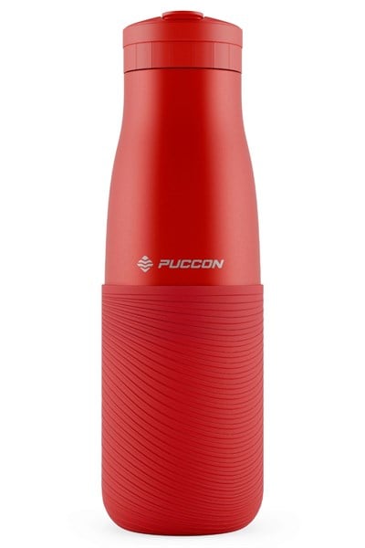Puccon Kırmızı 500 ml Paslanmaz Çelik Termos - Silikon Kaplı (Dalga) Okul, Günlük, Kamp - 50019