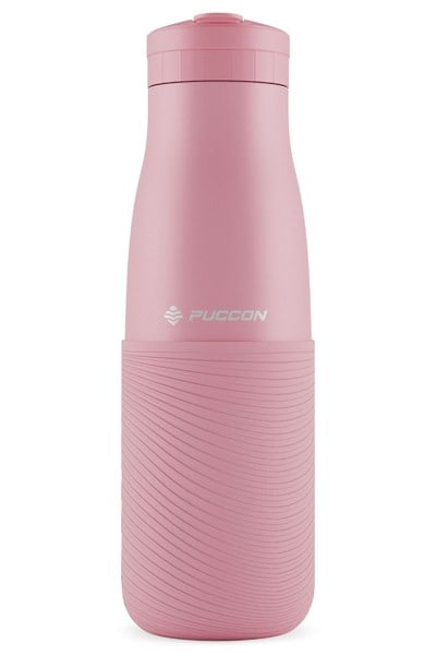Puccon Pembe 500 ml Paslanmaz Çelik Termos - Silikon Kaplı (Dalga) Okul, Günlük, Kamp - 50020