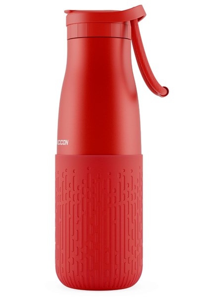 Puccon Pipetli 500 ml Kırmızı Paslanmaz Çelik Matara/Suluk - Silikon Gövde (Yağmur) - 50014