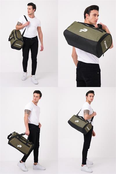 Puccon Yeşil Ayakkabı Bölmeli Omuz Askılı Spor, Fitness ve Seyahat Çantası