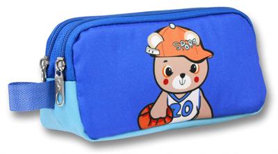 Ümit Çanta 5023 (Şapkalı Ayıcık Desenli - Mavi Renkli) Erkek Çocuk Kalem Çantası