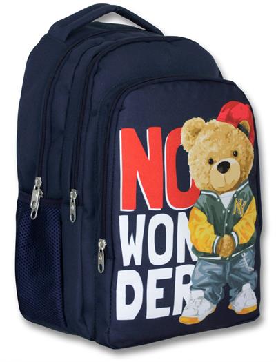 Ümit Çanta 5033 Lacivert Beyaz Üç Gözlü Erkek Çocuk Okul Çantası -Hiphop Ayıcık