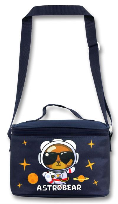 Ümit Çanta 5046 Isı Yalıtımlı Erkek Çocuk (Astronot Ayıcık Baskılı, Lacivert Beyaz Renkli) Beslenme Çantası