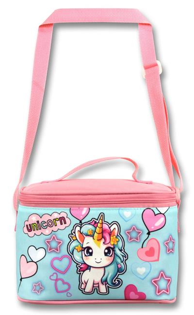 Ümit Çanta 5049 Isı Yalıtımlı Kız Çocuk (Bebek Unicorn Baskılı, Pembe Turkuaz Renkli) Beslenme Çantası