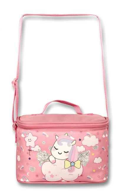 Ümit Çanta Cennec Işıltılı Kanatlar Pembe-Beyaz Isı Yalıtımlı Beslenme Çantası - Kız Çocuk