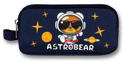 Ümit Çanta Erkek Çocuklar İçin İki Bölmeli Astronot Ayıcık Baskılı Kalemlik - Lacivert Beyaz - 5047