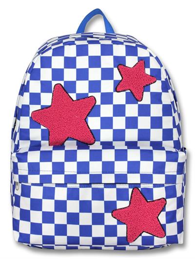 Ümit Çanta Kız Çocuklar İçin Mavi Kırmızı Renkli Yıldız Baskılı Okul Çantası - 5086 - Nakışlı Yıldız Baskılı