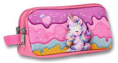 Ümit Çanta Mor Pembe Dondurma Yiyen Unicorn Desenli Kalem Çantası - Kız Çocuk - 5005