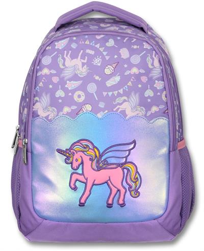 Ümit Çanta Nakışlı Unicorn Kız Çocuk Üç Gözlü Lila Renk Okul Çantası - 5027