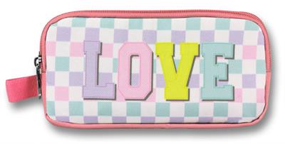 Ümit Çanta Pembe Sarı Love Desenli Kalem Çantası - Kız Çocuk - 5085