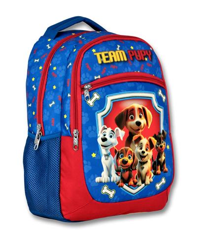 Ümit Çanta Sevimli Köpekler Üç Bömeli Mavi/Kırmızı Erkek Çocuk İlkokul Çantası