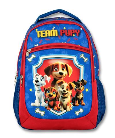 Ümit Çanta Sevimli Köpekler Üç Bömeli Mavi/Kırmızı Erkek Çocuk İlkokul Çantası