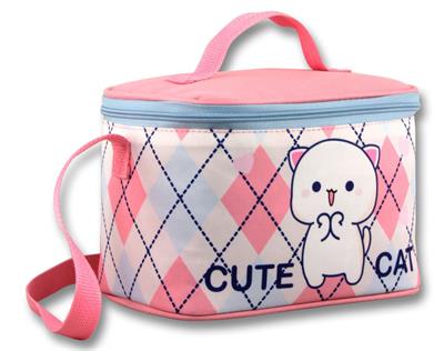 Ümit Çanta Termoslu/Isı Yalıtımlı Beslenme Çantası - 5025 - Love Cute Cat, Beyaz Pembe (Kız Çocuk)