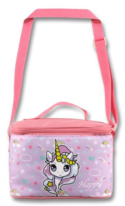 Ümit Çanta Termoslu/Isı Yalıtımlı Beslenme Çantası - 5016 - Gökkuşağı Unicorn, Turkuaz Pembe (Kız Çocuk)