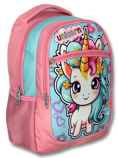 Ümit Çanta Üç Gözlü Kız Çocuk İlkokul Çantası - Bebek Unicorn - Pembe Turkuaz - 5048