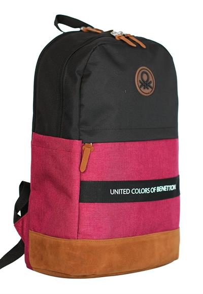 United Colors Of Benetton Üç Bölmeli Retro Erkek Çocuk Sırt Çantası - Siyah-Kırmızı - Günlük Okul Seyahat
