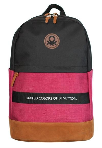 United Colors Of Benetton Üç Bölmeli Retro Erkek Çocuk Sırt Çantası - Siyah-Kırmızı - Günlük Okul Seyahat