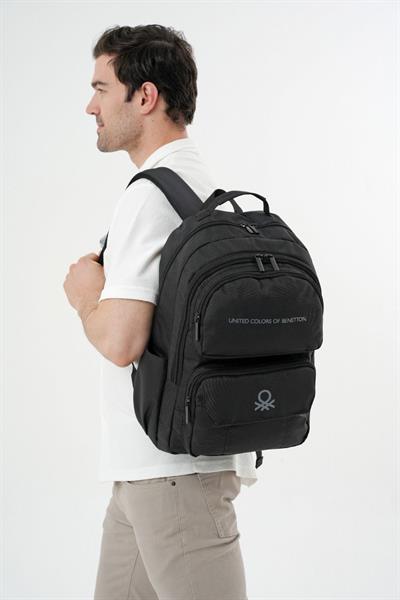 United Colors Of Benetton Unisex Çocuk/Yetişkin Okul Günlük ve Seyahat Sırt Çantası - Siyah - 20940