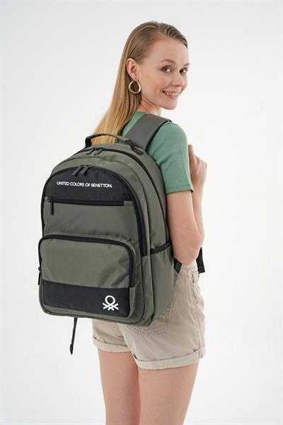United Colors Of Benetton Unisex Okul, Günlük ve Seyahat Sırt Çantası - Haki - Siyah - 20818