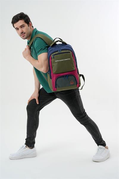 United Colors Of Benetton Unisex Okul, Günlük ve Seyahat Sırt Çantası - Lacivert - Haki - 20899