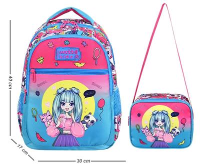 Waddell Anime Kız Desenli İlkokul Sırt Çantası Ve Beslenme Çantası - Kız Çocuk