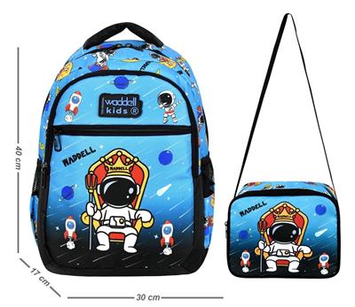 Waddell Astronot Desenli İlkokul Sırt Çantası Ve Beslenme Çantası - Erkek Çocuk