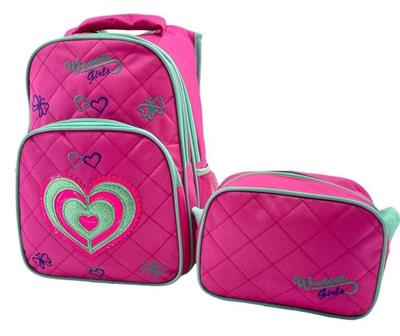 Waddell Bag Pembe Kalp Okul Sırt Çantası - Waddell Kız Okul Çanta Seti - Kız Çocuk