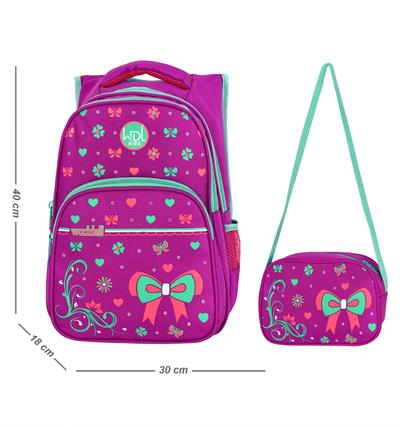 Waddell Çanta Mor Papyon İlkokul Çanta Seti - Waddell Bag Okul Sırt Çantası - Kız