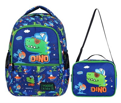 Waddell Dinazor Deri Nakış Desenli Erkek Çocuk İlkokul Sırt Çantası Ve Beslenme Çantası