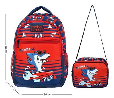 Waddell Köpekbalığı Desenli İlkokul Sırt Çantası Ve Beslenme Çantası - Erkek Çocuk