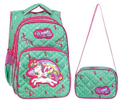 Waddell Mint Yeşili Unicorn Desenli Kız Çocuk İlköğretim Okul Sırt Çantası Ve Beslenme Çantası